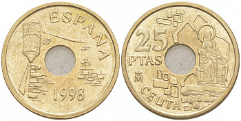 Испания 25 песет 1998 Сеута (Ceuta), Хуан Карлос I (1975-2014) KM 990 медь цинк никель 4549-936