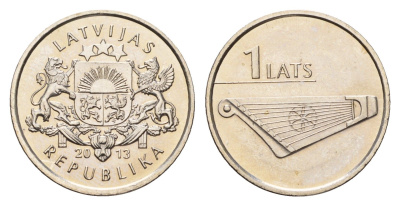 Латвия 1 лат 2013 Кокле KM 142 медно-никель UNC 4679-411