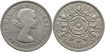 Великобритания 2 шиллинга (флорин) 1961 Елизавета II (1952-2022) KM 906, Spink 4146 медно-никель 82-932
