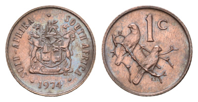 ЮАР 1 цент 1974 KM 82 бронза UNC 4679-155