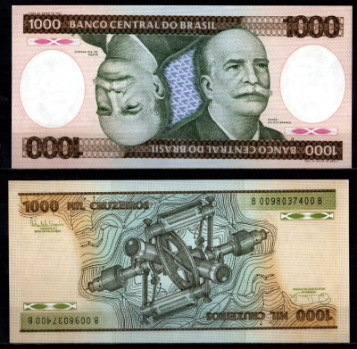 Бразилия 1000 крузейро ND (1981-1986) Pick 201 d бумага UNC (пресс) 7191-30-1-2