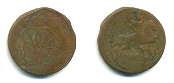 РОССИЯ 1 КОПЕЙКА 1760 медь 61-855