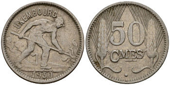 Люксембург 50 сантимов 1930 Шарлотта (1918-1964) KM 43 никель 4602-748