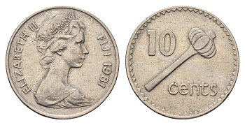 Фиджи 10 центов 1981 Елизавета II (1952-2022), булава KM 30 медно-никель 4698-1134