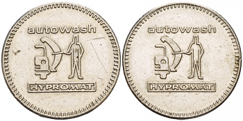 ГЕРМАНИЯ ЖЕТОН НА МОЙКУ АВТОМОБИЛЯ AUTOWASH HYDROMAT белый металл 4544-852