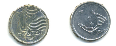 Бразилия 1 крузейро 1990 KM 617 нержавеющая сталь aUNC 93-1014