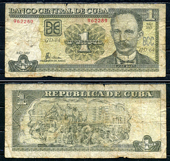 Куба 1 песо 2003 Pick 121 c бумага 6294-21-4-2