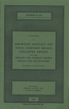 SOTHEBY & CO КАТАЛОГ МЕДАЛЕЙ ИЗ ВОЕННЫХ И ВОЕННОМОРСКИХ КАМПАНИЙ ВЫДАННЫХ ЗА ОТВАГУ, А ТАКЖЕ ИНЫХ АНГЛИЙСКИХ ОРДЕНОВ, МЕДАЛЕЙ И УКРАШЕНИЙ. РАЗЛИЧНЫЕ ВЛАДЕЛЬЦЫ 27215 SOTHEBY & CO, CATALOGUE OF IMPORTANT MILITARY AND NAVAL CAMPAIGN MEDALS GALLANTRY AWARDS A