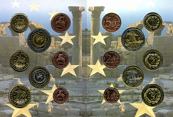 КИПР ЕВРОНАБОР ИЗ 8 МОНЕТ 2004 PROBA, ПРОБНИКИ UNC 3-5-6