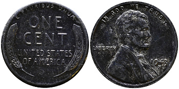 США 1 цент 1943 S (Сан-Франциско), Авраам Линкольн KM 132 a сталь плакированная цинком 4392-1231