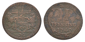 Мюнстер 2 пфеннига 1740 KM 337 медь 4651-639