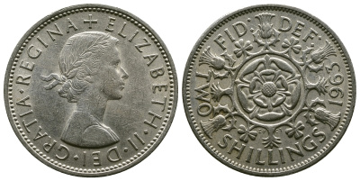 Великобритания 2 шиллинга (флорин) 1963 Елизавета II (1952-2022) KM 906, Spink 4146 медно-никель 4382-432