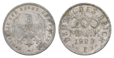 Германия 200 марок 1923 F KM 35, J. 304, Weege 22 алюминий 4638-952