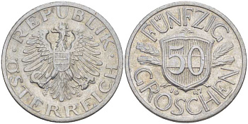 Австрия 50 грошей 1947 KM 2870 алюминий 117-755