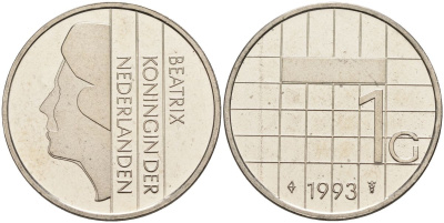 Нидерланды 1 гульден 1993 Беатрикс (1980-2013) KM 205 никель UNC 4116-141