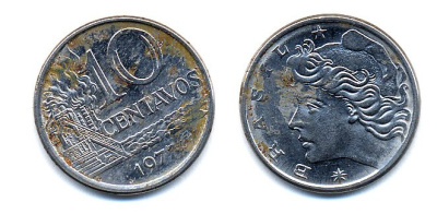 БРАЗИЛИЯ 10 СЕНТАВО 1977 KM 578.1a сталь 51-4531