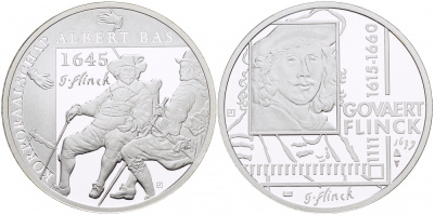 НИДЕРЛАНДЫ МЕДАЛЬ ГОВЕРТ ФЛИНК(1615-1660), КАРТИНА РОТА КАПИТАНА АЛЬБЕРТА БАСА 1645 ГОД, ДИАМЕТР 30 мм., ВЕС 9,42 гр. медно-никель 1087-2-45