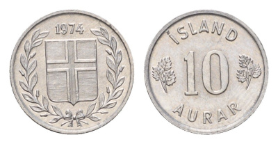 Исландия 10 эйре 1974 KM 10a алюминий UNC 4685-549