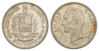 Венесуэла 2 боливара 1990 Симон Боливар Y 43a сталь плакированная никелем 4583-621