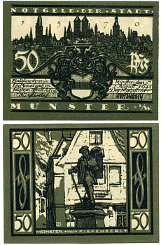 МЮНСТЕР, ГЕРМАНИЯ 50 ПФЕННИГОВ 1921 1 АВГУСТА 1921, НОТГЕЛЬД, НОМЕР 4, ЗЕМЛЯ СЕВЕРНЫЙ РЕЙН-ВЕСТФАЛИЯ Grabowski 916.1 бумага UNC (ПРЕСС) 000-00-00