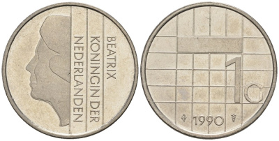 Нидерланды 1 гульден 1990 Беатрикс (1980-2013) KM 205 никель UNC 4579-453