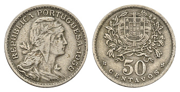 Португалия 50 сентаво 1929 KM 577 никель латунь 54-2251