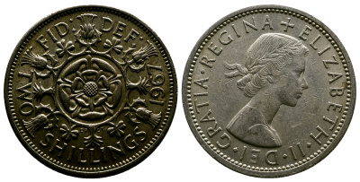 Великобритания 2 шиллинга (флорин) 1967 Елизавета II (1952-2022) KM 906, Spink 4146 медно-никель 4382-824