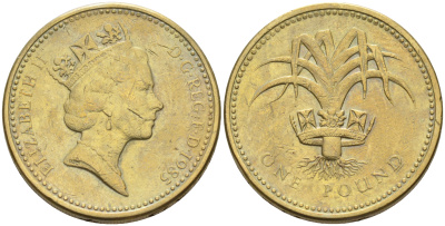 Великобритания 1 фунт 1985 Елизавета II (1952-2022) KM 941, Spink 4331 никель латунь 4589-1011