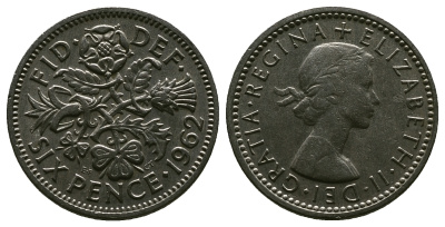 Великобритания 6 пенсов 1962 Елизавета II (1952-2022) KM 903, Spink 4149 медно-никель 4381-737