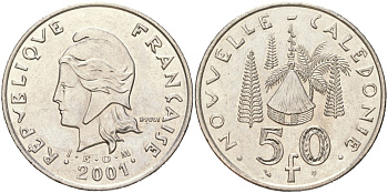 Новая Каледония 50 франков 2001 KM 13 никель UNC 4367-523