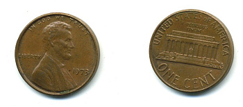 США 1 ЦЕНТ 1973 ЛИНКОЛЬН KM 201 медь цинк 4364-157