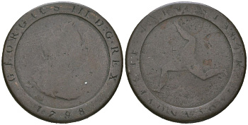 Остров Мэн 1/2 пенни 1798 Георг III KM 10 медь 94-414