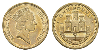 Гибралтар 1 фунт 1988 Елизавета II (1952-2022) KM 18 никель латунь 4646-1056
