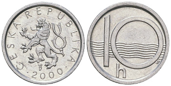 Чехия 10 геллеров 2000 b’ KM 6 алюминий aUNC 4532-759