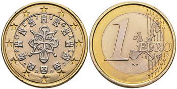 ПОРТУГАЛИЯ 1 ЕВРО 2003 INCM KM 746 биметалл UNC 68-814