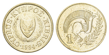 Кипр 1 цент 1994 KM 53.3 никель латунь aUNC 4627-855
