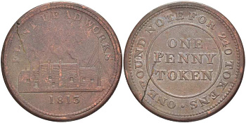 Великобритания 1 пенни 1813 Уэльский Флинт (Флинтшир), кремень, свинцовые работы Withers 1313 медь 1518-1512