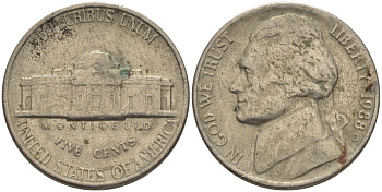 США 5 ЦЕНТОВ 1988 D, ДЖЕФФЕРСОН KM А192 медно-никель 31-653