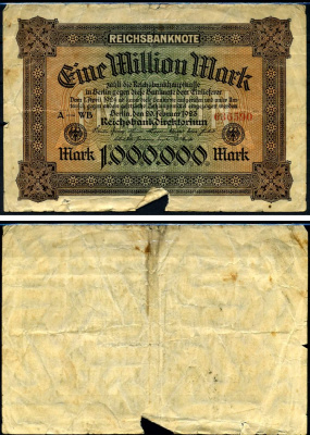 Германия 1000000 марок 1923 Pick 86 a бумага 7457-65-1-2