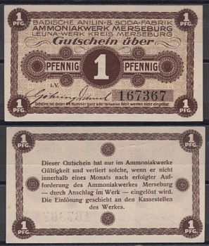 Мерзебург 1 пфенниг 1917 Tieste 4505.05.01 бумага UNC (пресс) 8613-64-1-2