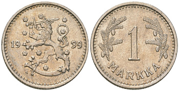Финляндия 1 марка 1939 S KM 30 медно-никель 4173-747