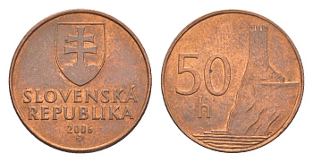 Словакия 50 геллеров 2006 MK KM 35 сталь плакированная медью 4124-733