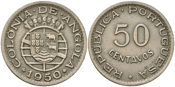 Ангола 50 сентаво 1950 KM 72 никель бронза 4621-656