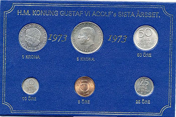 ШВЕЦИЯ НАБОР ИЗ 6 МОНЕТ 1973 04-062-203
