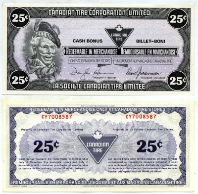 КАНАДА TIRE MONEY 25 ЦЕНТОВ ND CASH BONUS BILLET BONI бумага UNC (ПРЕСС) 7146-60-1-2