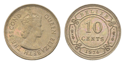 Белиз 10 центов 1974 KM 35 медно-никель UNC 4668-736