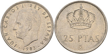 Испания 25 песет 1983 Хуан Карлос I (1975-2014) KM 824 медно-никель 4149-1111