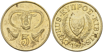 Кипр 5 центов 1993 KM 55.3 никель латунь 4141-1033