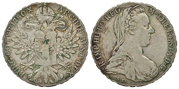 Австрия 1 талер 1780 SF, Мария Терезия, официальный рестрайк KM Т1 серебро 413-534