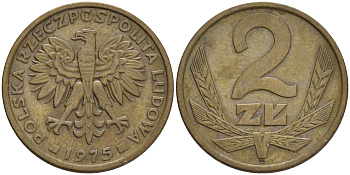 ПОЛЬША 2 ЗЛОТЫХ 1975 ЛЕНИНГРАДСКИЙ МОНДВОР KM 80.1 латунь VF-XF 192-839